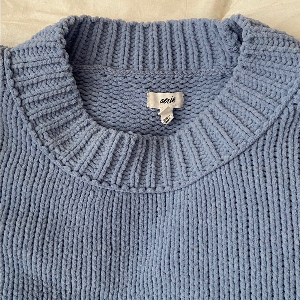 XL Aerie Oversized Chenille “Like Candy” Sweater in Soft Blue - Picture 2 of 16